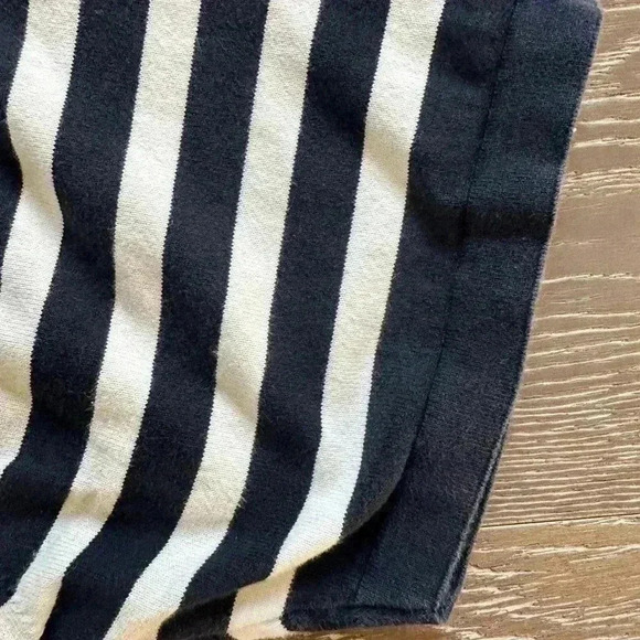 Zara Navy White Striped Knit Thick Tee Top Oversized Crewneck Short Sleeve Large - Picture 4 of 6
